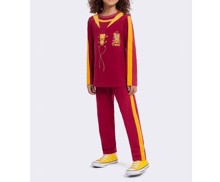 Pijama Manga Longa Unissex Quadribol Grifinória Vinho | Westwing