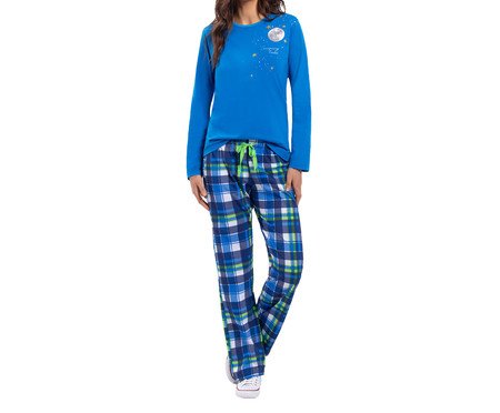 Pijama Manga Longa Xadrez Azul | Westwing