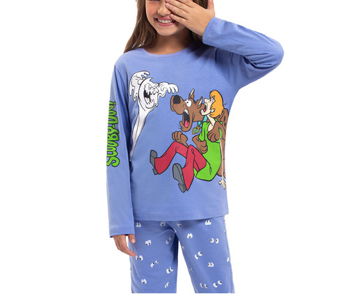 Pijama Manga Longa Infantil Scooby-Doo Mystery Azul, Colorido | WestwingNow