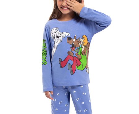 Pijama Manga Longa Infantil Scooby-Doo Mystery Azul | Westwing