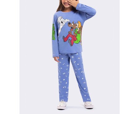 Pijama Manga Longa Infantil Scooby-Doo Mystery Azul | Westwing