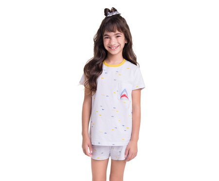 Pijama de Manga Curta Infantil Enjoy It Branco | Westwing