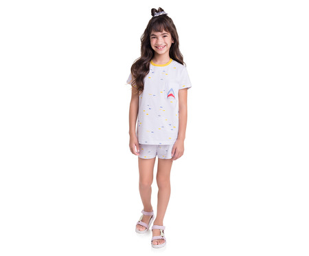 Pijama de Manga Curta Infantil Enjoy It Branco | WestwingNow