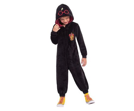 Macacão com Capuz Harry Potter Grifinória Preto