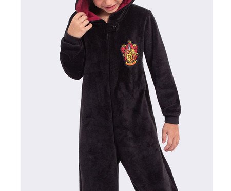 Macacão com Capuz Harry Potter Grifinória Preto | Westwing