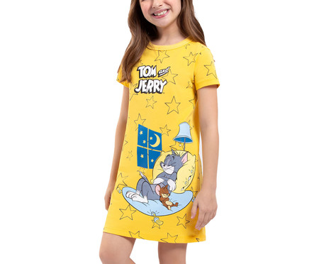 Camisola Manga Curta Infantil Tom And Jerry Bons Sonhos Amarela | Westwing