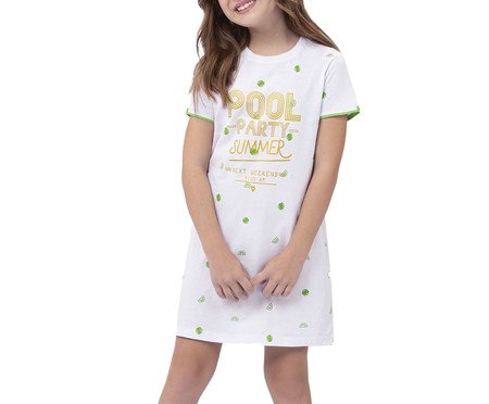 Camisola Manga Curta Infantil Verde Pool Party Branca | Westwing