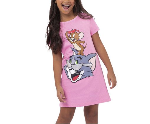 Camisola Manga Curta Infantil Rosa Tom And Jerry, Colorido | WestwingNow