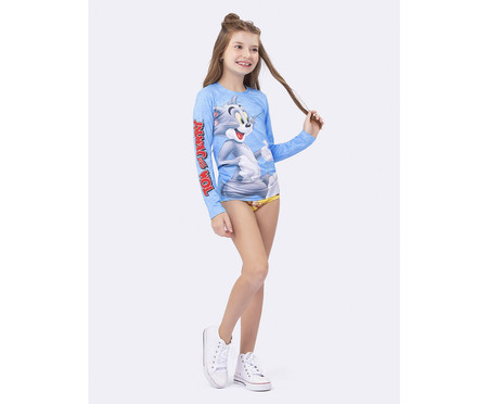 Blusa Manga Longa Unissex Azul com Proteção Uv 50+ Tom And Jerry | WestwingNow