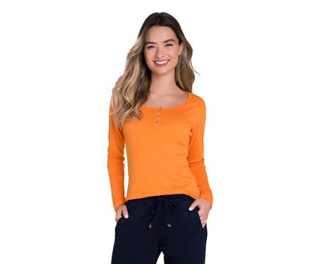 Blusa Manga Longa com Abertura Laranja | Westwing