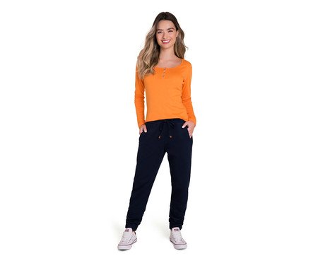 Blusa Manga Longa com Abertura Laranja | Westwing