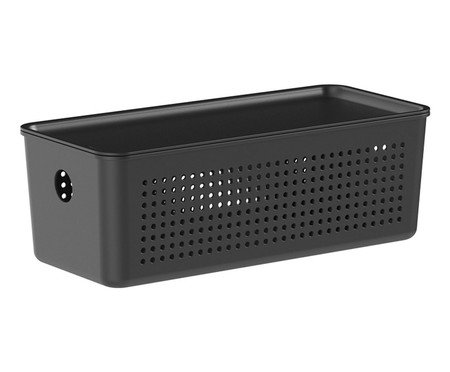 Cesto Flow com Tampa I - Preto Fechado | Westwing