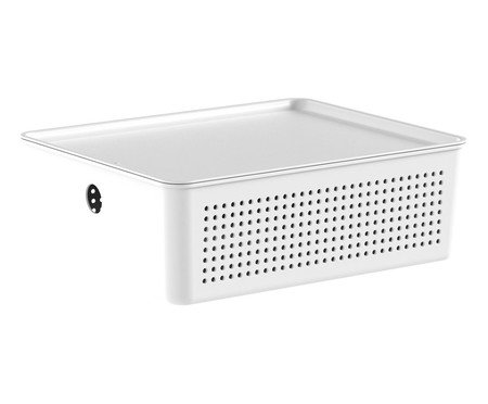 Cesto Flow com Tampa V - Branco Fechado | Westwing