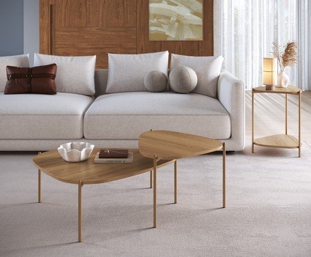 Mesa de Centro Orgânica Hanover e Dourado | Westwing