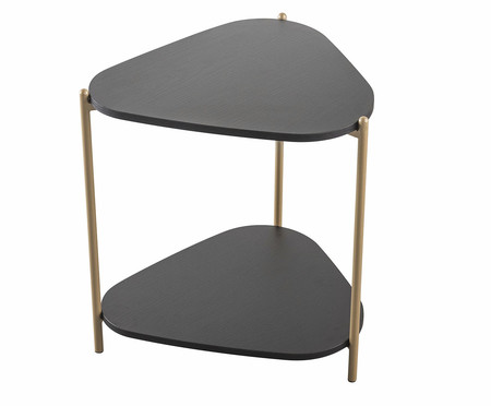 Mesa Lateral Com Prateleira Orgânica Nero e Dourado | WestwingNow