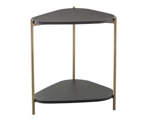 Mesa Lateral Com Prateleira Orgânica Nero e Dourado, multicolor | WestwingNow