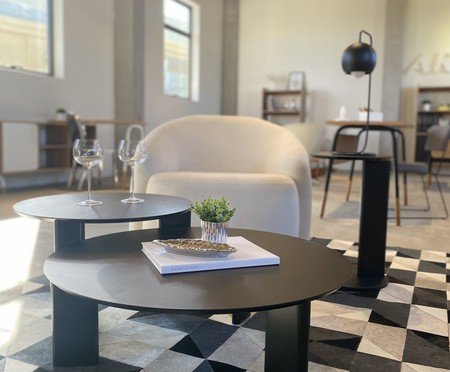 Mesa de Centro Orgânica Chanfrada Nero e Preto | Westwing