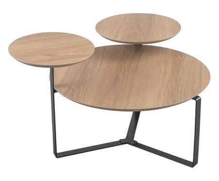 Mesa de Centro Três Tampos Chanfrada Orgânica Hanover e Preto | Westwing