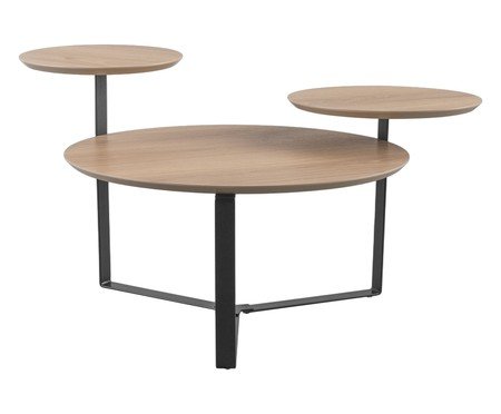 Mesa de Centro Três Tampos Chanfrada Orgânica Hanover e Preto | Westwing