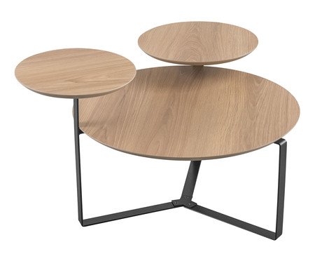 Mesa de Centro Três Tampos Chanfrada Orgânica Hanover e Preto | Westwing