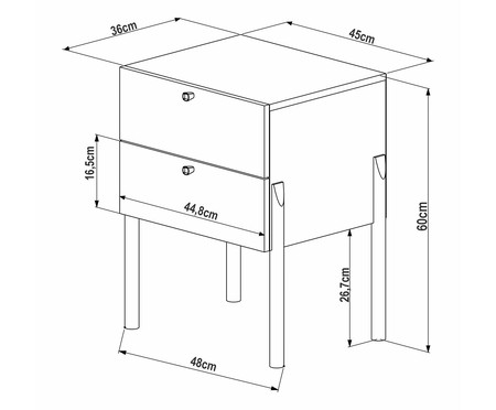 Mesa de Cabeceira 2 Gavetas Oslo Hanover | WestwingNow