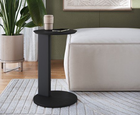 Mesa Lateral Apoio Sofá Orgânica Chanfrada Nero e Preto | Westwing