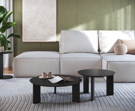 Mesa Lateral Apoio Sofá Orgânica Chanfrada Nero e Preto | Westwing
