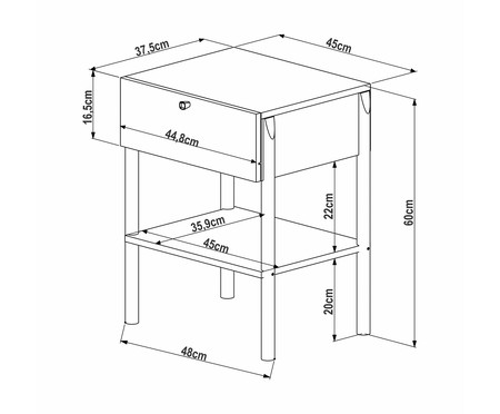 Mesa de Cabeceira 1 Gaveta Oslo Hanover | WestwingNow