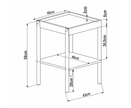 Mesa Lateral Quadrada com Prateleira Oslo Hanover | Westwing