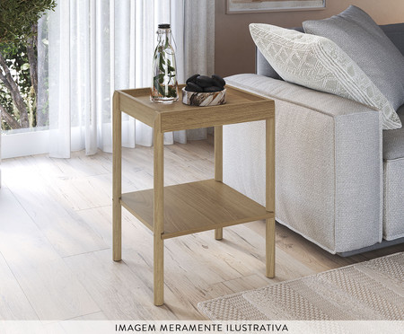 Mesa Lateral Quadrada com Prateleira Oslo Hanover | WestwingNow