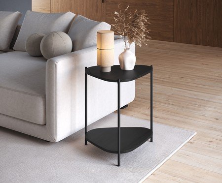Mesa Lateral Com Prateleira Orgânica Nero e Preto | Westwing