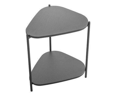 Mesa Lateral Com Prateleira Orgânica Nero e Preto | Westwing