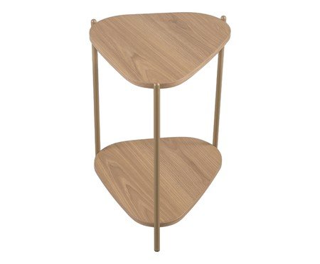 Mesa Lateral Com Prateleira Orgânica Hanover e Dourado | Westwing