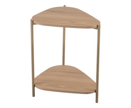 Mesa Lateral Com Prateleira Orgânica Hanover e Dourado | Westwing