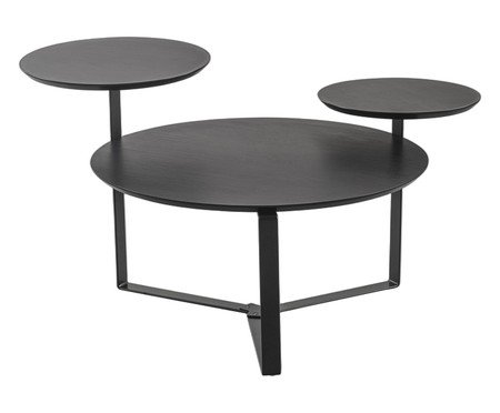 Mesa de Centro Três Tampos Chanfrada Orgânica Nero e Preto | Westwing