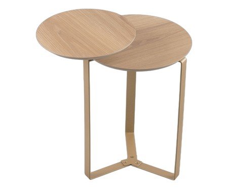 Mesa de Centro Dois Tampos Chanfrada Orgânica Hanover e Dourado | Westwing