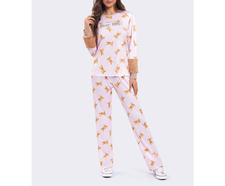 Pijama Manga Longa Bear Hug Rosa | WestwingNow