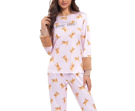 Pijama Manga Longa Bear Hug Rosa | WestwingNow