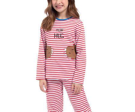 Pijama Manga Longa Infantil Bear Hug Branca