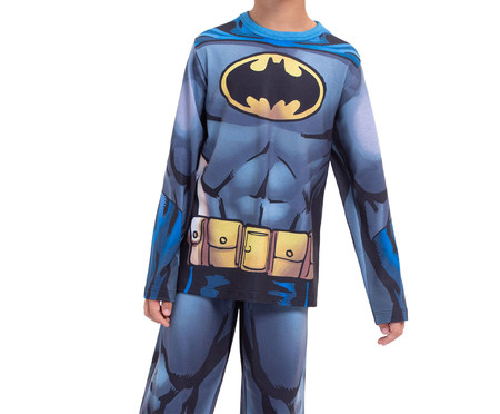 Pijama Manga Longa Batman Cinza