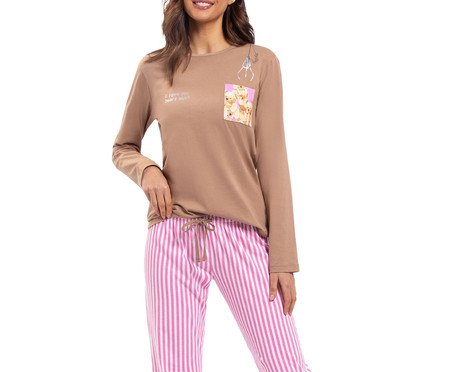 Pijama Manga Longa Bear Hunter Marrom | Westwing