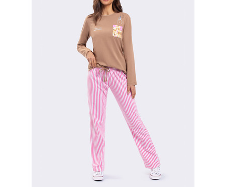 Pijama Manga Longa Bear Hunter Marrom | WestwingNow