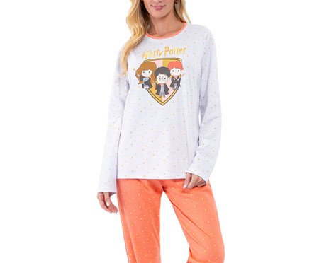 Pijama Manga Longa Harry Potter Branco