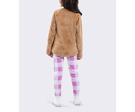 Pijama Manga Longa Infantil com Legging Ursinho Marrom | Westwing