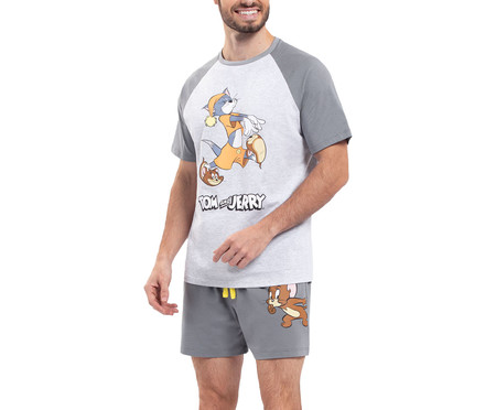 Pijama Manga Curta Masculino Não Acorde O Tom Cinza