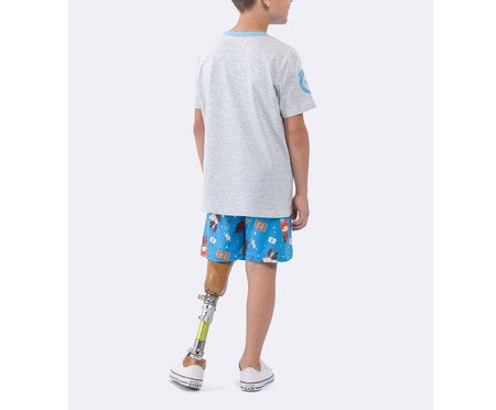 Pijama Manga Curta Masculino Infantil Plataforma 9 e 3 Quartos Mescla | Westwing