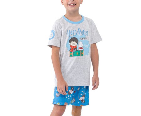 Pijama Manga Curta Masculino Infantil Plataforma 9 e 3 Quartos Mescla | Westwing