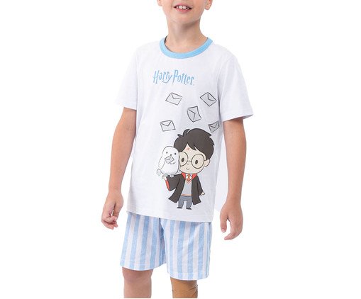 Pijama Manga Curta Masculino Infantil Hogwarts Letter Branco, Colorido | WestwingNow