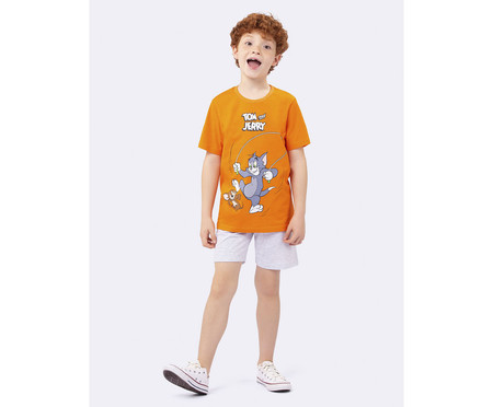 Pijama Manga Curta Masculino Infantil Laranja Tom And Jerry | WestwingNow