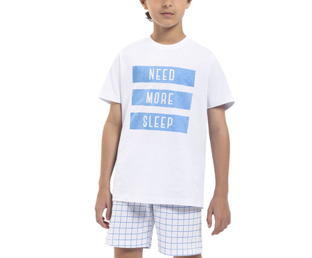 Pijama Manga Curta Masculino Infantil Need More Sleep Branco | WestwingNow